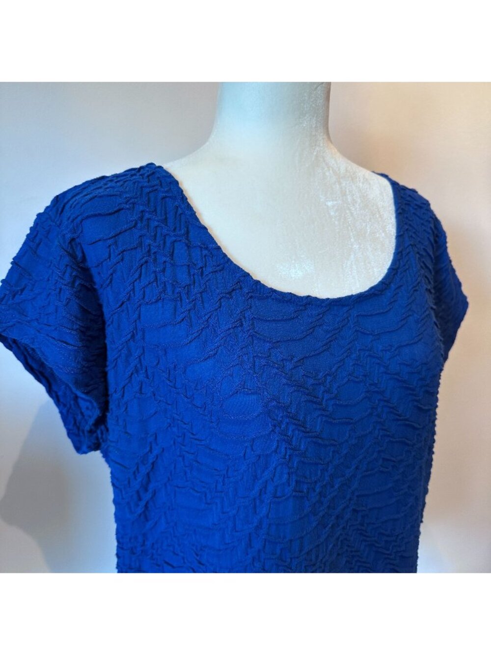 Liz Claiborne Career Womens Blue Textured Short Sleeve Top XL